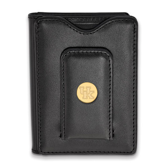 SS/Gold Plated Silver W/gp Logoart University Of Kentucky Black Leather Wallet