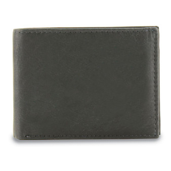 Black Leather Bi-fold 10-Slot Wallet With Removable ID Holder