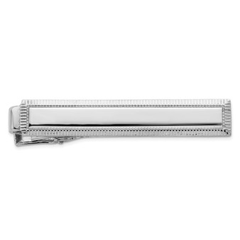 Kelly Waters Rhodium-plated Lined Edge Engraveable Tie Bar