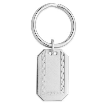 Rhodium-plated Kelly Waters With Engraveable Area Florentine Key Ring