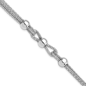 Sterling Silver Polished 4 Strand Beaded W/1in Ext. Bracelet 7.5 Inch Fine Jewelry Gift