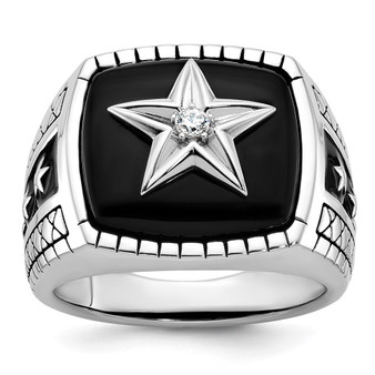 14k White Gold IBGoodman Men's Onyx And Diamond Star Ring Mounting Fine Jewelry Gift