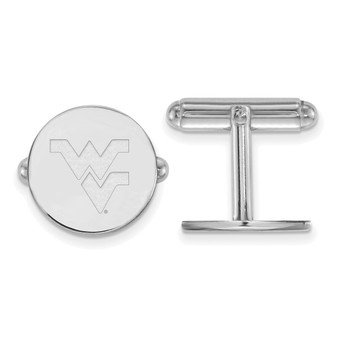 Sterling Silver Rhodium-plated LogoArt West Virginia University W-V Cuff Links