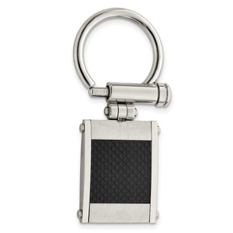 Chisel Stainless Steel Brushed And Polished Black Carbon Fiber Inlay Key Ring