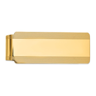 14k Yellow Gold Men's Grooved Polished Money Clip - MC29