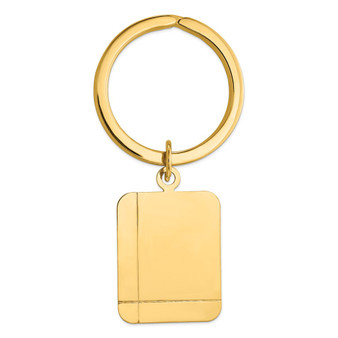 14k Yellow Gold Grooved Rectangle Disc Key Ring
