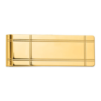 14k Yellow Gold Men's Grooved Polished Money Clip - MC53