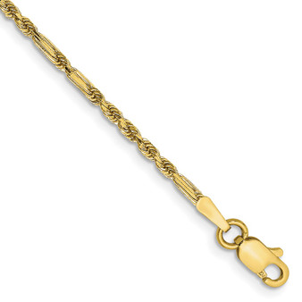 14k Yellow Gold 10 Inch  1.8mm Diamond-cut Milano Rope With Lobster Clasp Anklet Fine Jewelry Gift