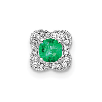 14k White Gold 1/15ct. Diamond & .25 Emerald Chain Slide Fine Jewelry Gift