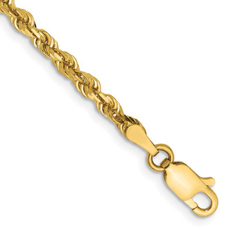 14k Yellow Gold 9 Inch 3mm Diamond-cut Quadruple Rope Lobster Clasp Chain Fine Jewelry Gift