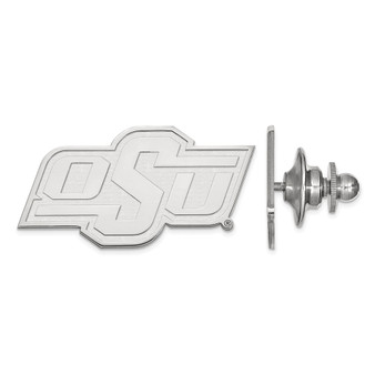Sterling Silver Rhodium-plated LogoArt Oklahoma State University O-S-U Lapel Pin