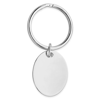 Rhodium-plated Kelly Waters Polished Oval Key Ring