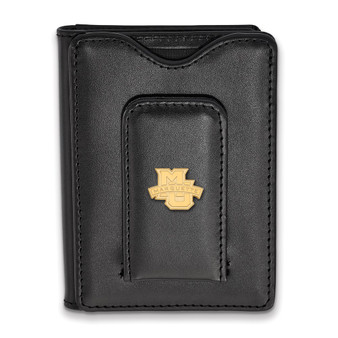 SS/Gold Plated Silver W/gp Logoart Marquette University Black Leather Wallet