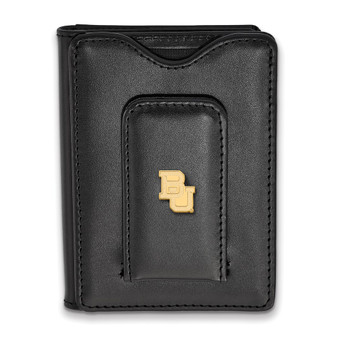 SS/Gold Plated Silver W/gp Logoart Baylor University Black Leather Wallet