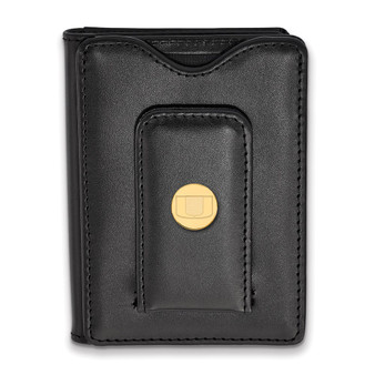 SS/Gold Plated Silver W/gp Logoart University Of Miami Black Leather Wallet