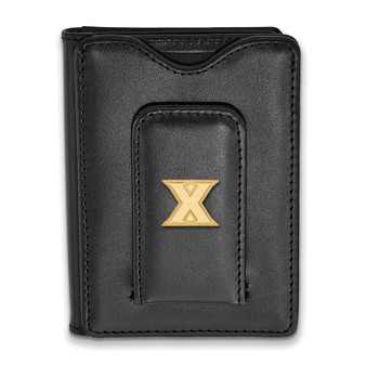 SS/Gold Plated Gp Logo Art Xavier University Black Leather Wallet