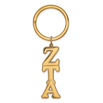 Sterling Silver Gold-plated LogoArt Zeta Tau Alpha Sorority Greek Letters Key Ring