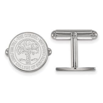Sterling Silver Rhodium-plated LogoArt The Citadel Crest Cuff Links