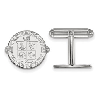Sterling Silver Rhodium-plated LogoArt Virginia Tech Crest Cuff Links