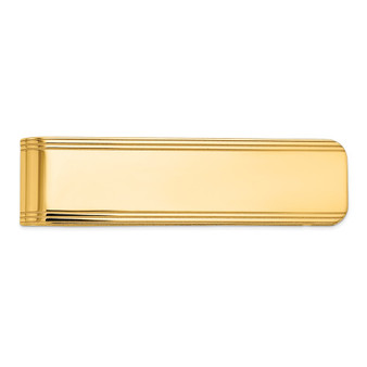 14k Yellow Gold Men's Grooved Polished Money Clip - MC28