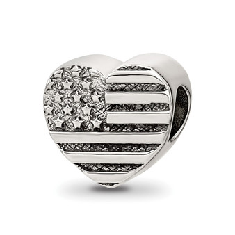 Sterling Silver Reflections Heart Flag Bead Fine Jewelry Gift