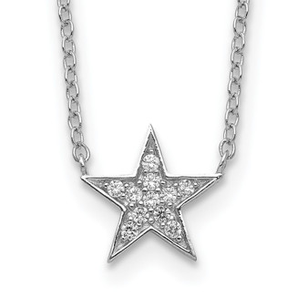 Sterling Silver Rhodium-plated CZ Star Necklace Fine Jewelry Gift