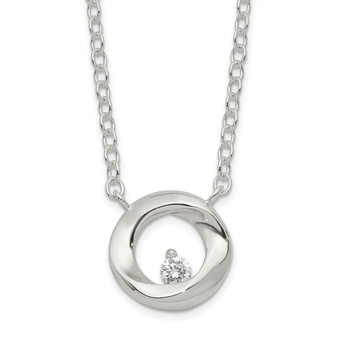 Sterling Silver Rhodium-plated Polished CZ Necklace Fine Jewelry Gift - QG6113-18