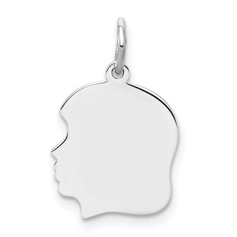 Sterl Silver Rh-plt Engraveable Girl Polished Front/Satin Back Disc Charm Fine Jewelry Gift - QM355/35