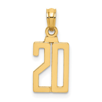 14k Yellow Gold Polished Number 20 Pendant Fine Jewelry Gift - NU20