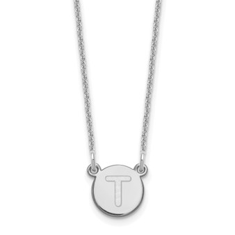 14k White Gold Tiny Circle Block Letter T Initial Necklace Fine Jewelry Gift