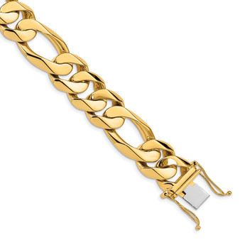 14k Yellow Gold 22 Inch 15.7mm Heavy Hand Polished Figaro Link With Box Catch Chain Fine Jewelry Gift