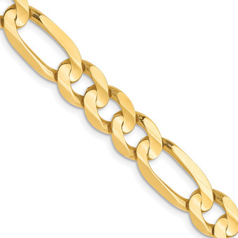 10k Yellow Gold 6.75mm Concave Figaro Chain Fine Jewelry Gift