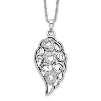 Sentimental Expressions Sterling Silver Rhodium-plated CZ Wind Beneath My Wings 18in. Necklace Fine Jewelry Gift
