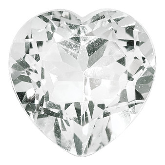 WHITE TOPAZ, 6MM HEART FACETED, AA QUALITY