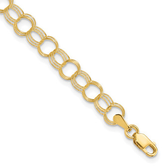 10k Yellow Gold Triple Link Charm Bracelet Fine Jewelry Gift - 10CH10-8