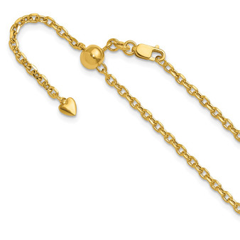 14k Yellow Gold Adjustable 2.5mm Semi-solid D/c Cable Chain Fine Jewelry Gift - 1207-22
