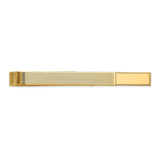 14k Yellow Gold Men's Grooved Engravable Tie Bar - MC82