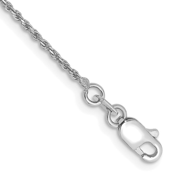 14K White Gold 6 Inch 1.15mm Diamond-cut Machine Made Rope With Lobster Clasp Chain Chain 6 Inch Fine Jewelry Gift