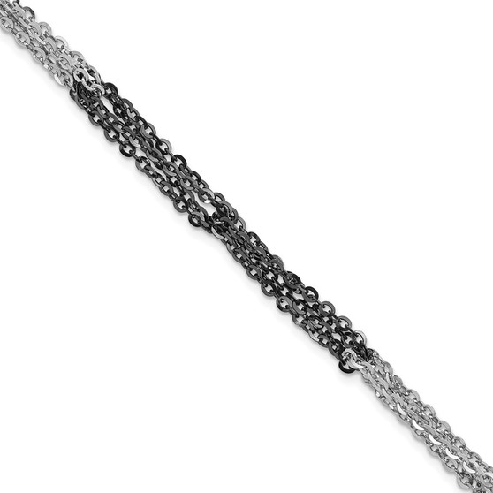 Sterling Silver Ruthenium & Rhodium-plated Fancy Chain Link Bracelet 7.5 Inch Fine Jewelry Gift