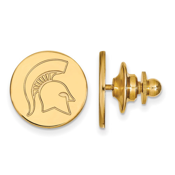 Sterling Silver Gold-plated LogoArt Michigan State University Spartan Lapel Pin