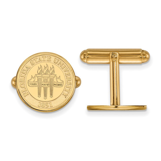 Sterling Silver Gold-plated LogoArt Florida State University Crest Cuff Links
