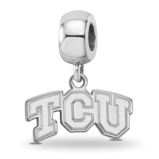 Sterling Silver Rhodium-plated LogoArt Texas Christian University T-C-U Extra Small Dangle Bead Charm Fine Jewelry Gift