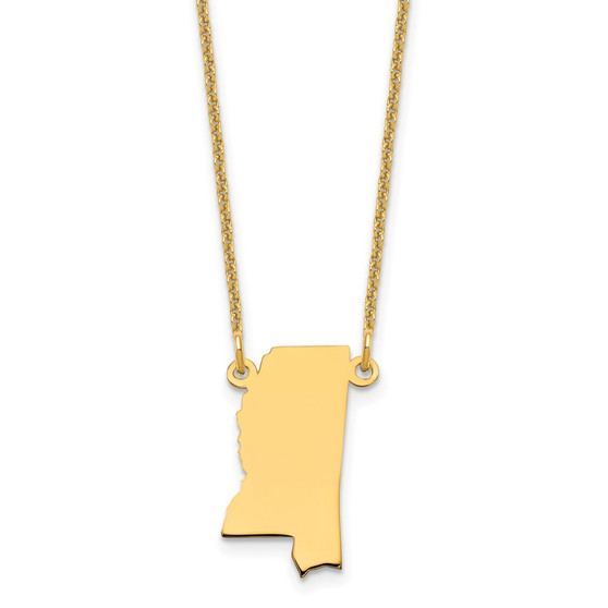 14k Yellow Gold Mississippi State Necklace Fine Jewelry Gift