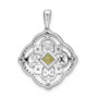 14k White Gold Diamond And .40 Peridot Fancy Filigree Pendant Fine Jewelry Gift