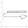 Sterling Silver Rhodium-plated Wave Design W/Button Chain Tie Bar