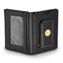 SS/Gold Plated Silver W/gp Nhl Logoart Dallas Stars Black Leather Wallet