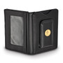 SS/Gold Plated Silver W/gp Logoart West Virginia University Black Leather Wallet - GP061WVU-W1
