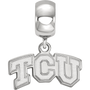 Sterling Silver Rhodium-plated LogoArt Texas Christian University T-C-U Extra Small Dangle Bead Charm Fine Jewelry Gift