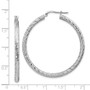 14k 3x35mm White Gold Diamond-cut Round Hoop Earrings Fine Jewelry Gift