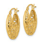 14k Yellow Gold Diamond-cut Polished And Satin Filigree Hoop Earrings Fine Jewelry Gift